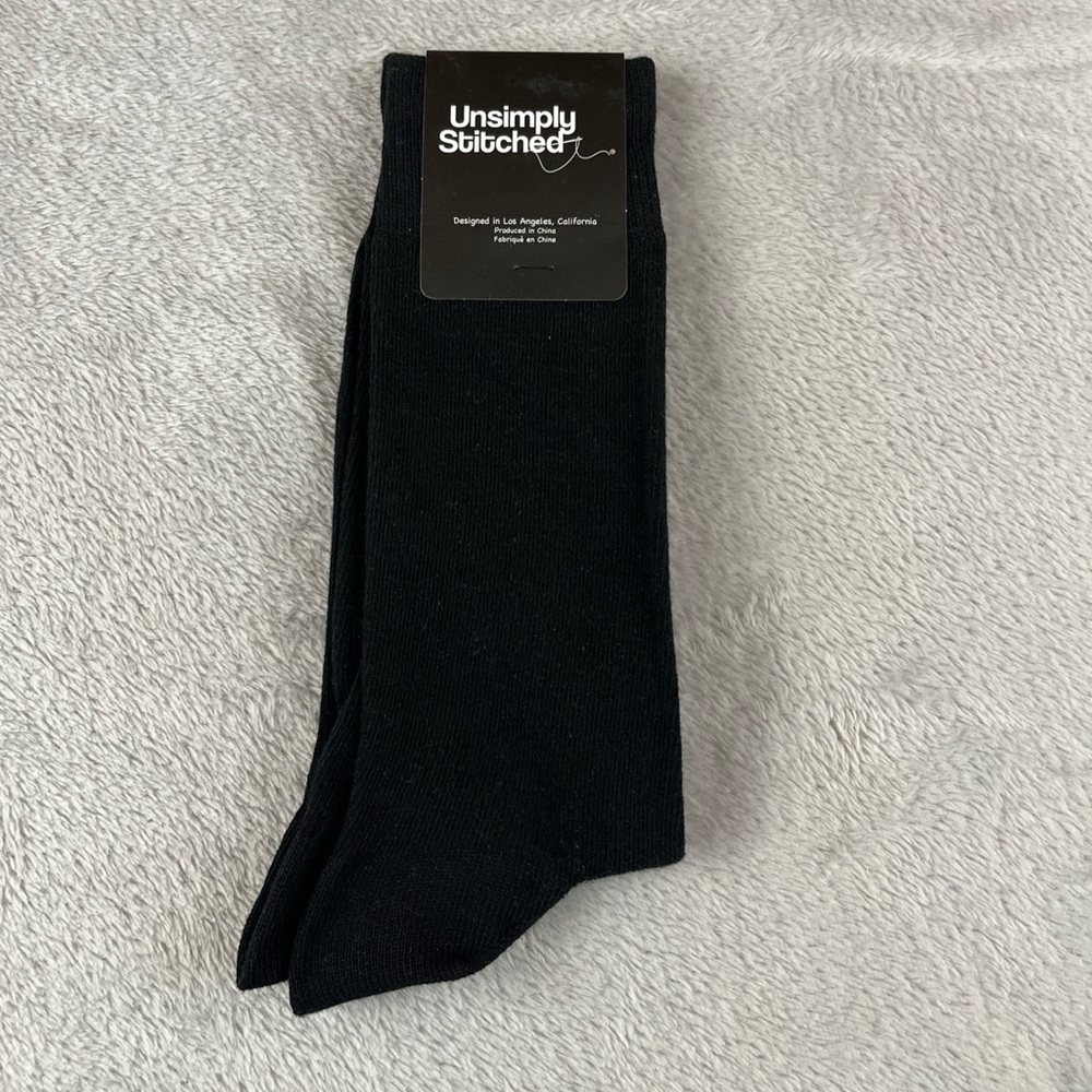 Unsimply Stitched Black dress socks Mens US Size 8-12 womens size 8-13